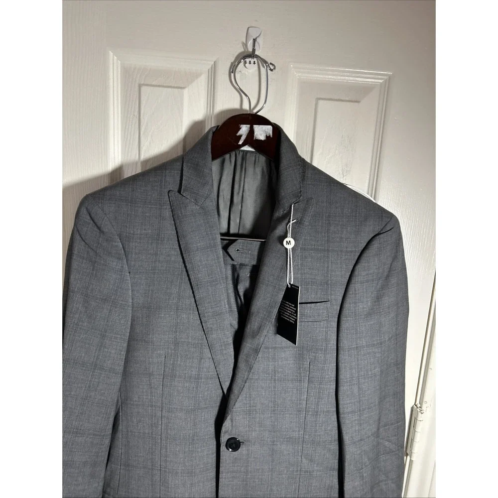 NEW Murano Collezione Slim Fit 2 Piece Gray Wool Suit 36R